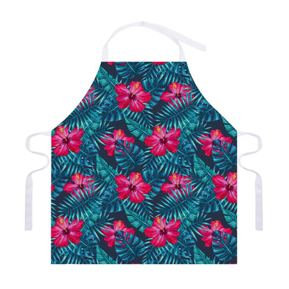 Hot Pink Hibiscus Tropical Pattern Print Adjustable Apron