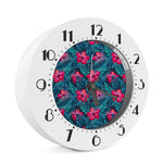 Hot Pink Hibiscus Tropical Pattern Print Alarm Clock