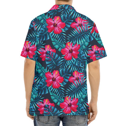 Hot Pink Hibiscus Tropical Pattern Print Aloha Shirt