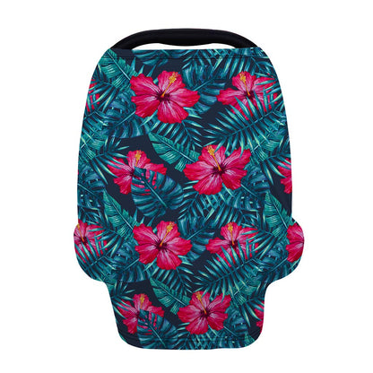 Hot Pink Hibiscus Tropical Pattern Print Baby Seat Cover