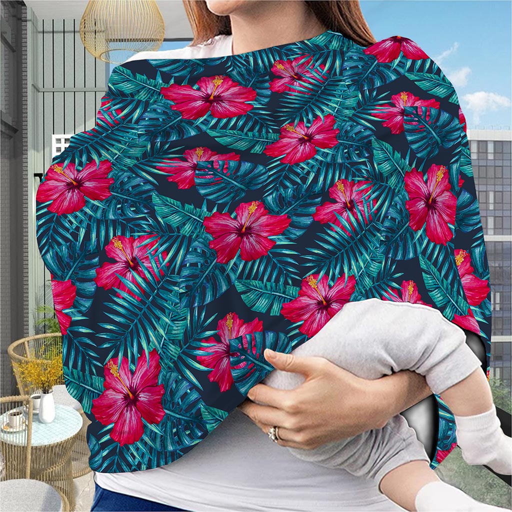 Hot Pink Hibiscus Tropical Pattern Print Baby Seat Cover