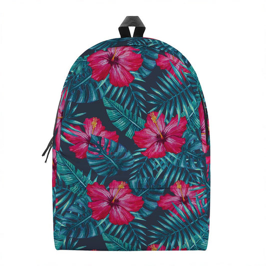 Hot Pink Hibiscus Tropical Pattern Print Backpack
