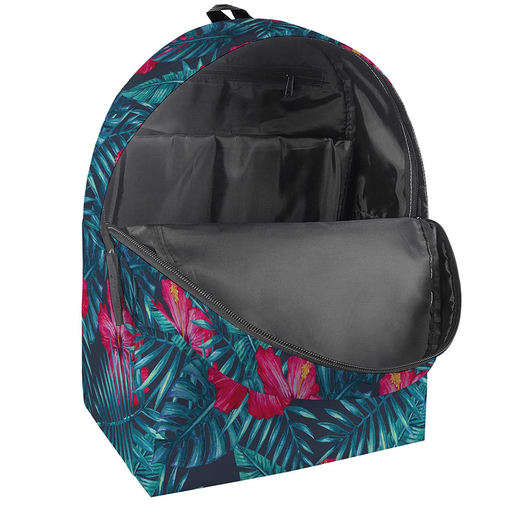 Hot Pink Hibiscus Tropical Pattern Print Backpack