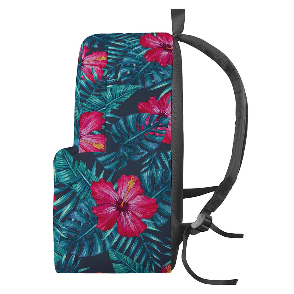 Hot Pink Hibiscus Tropical Pattern Print Backpack