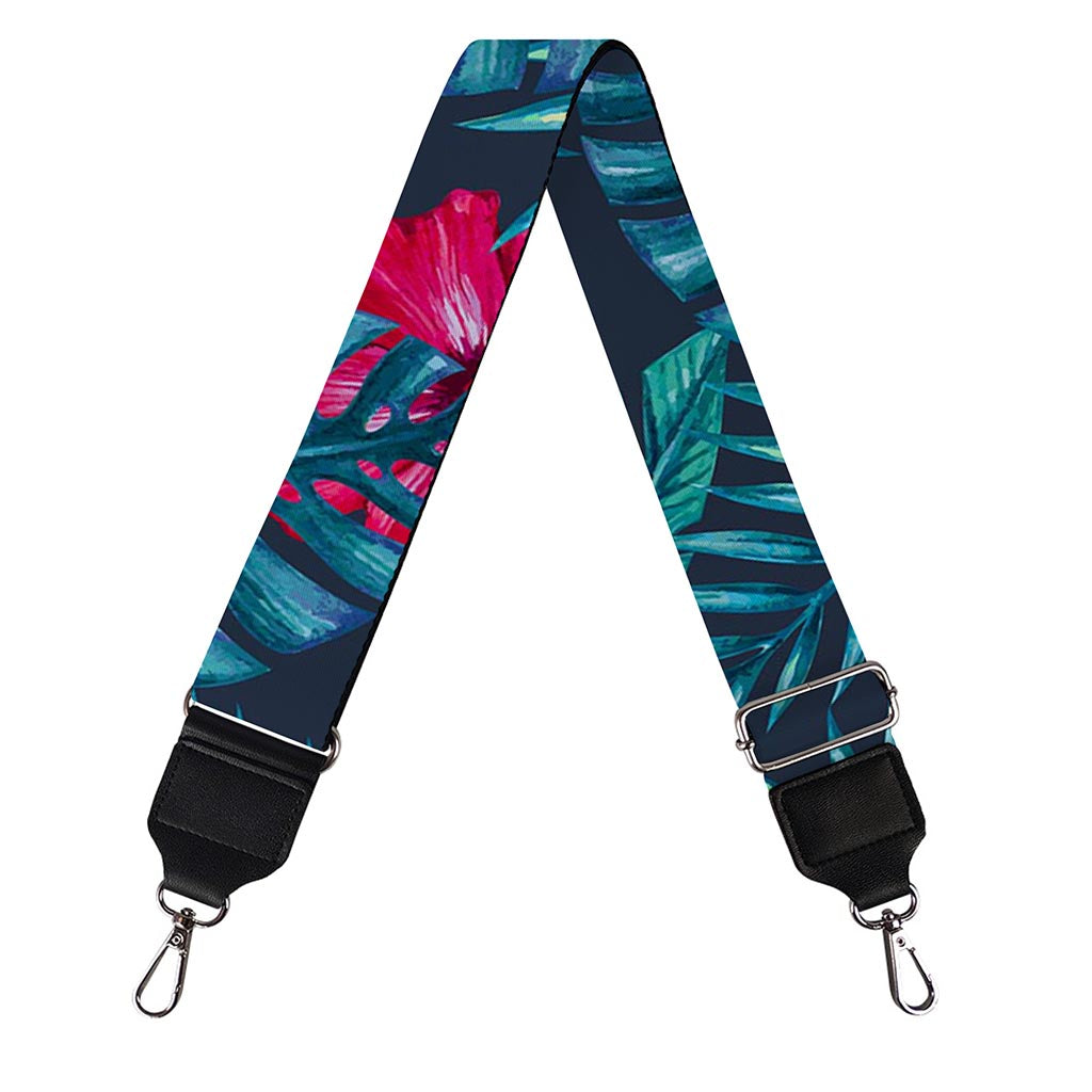 Hot Pink Hibiscus Tropical Pattern Print Bag Strap