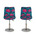 Hot Pink Hibiscus Tropical Pattern Print Bar Stool Covers