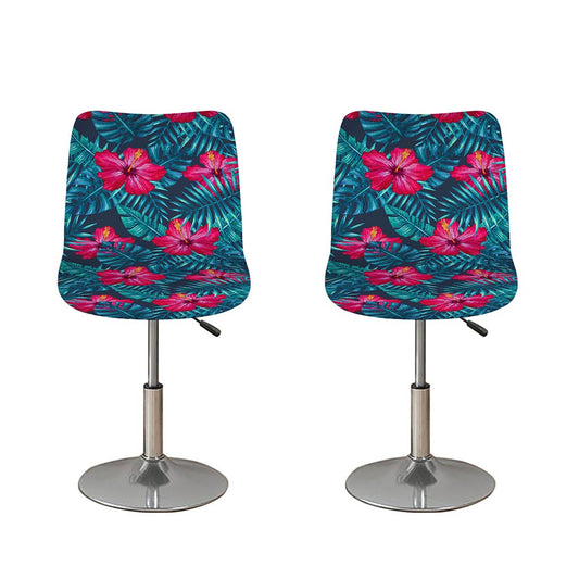Hot Pink Hibiscus Tropical Pattern Print Bar Stool Covers