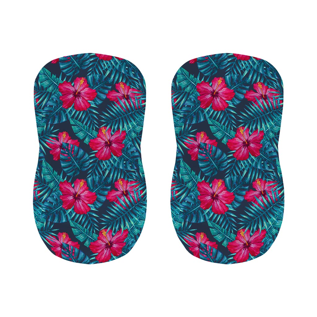 Hot Pink Hibiscus Tropical Pattern Print Bar Stool Covers