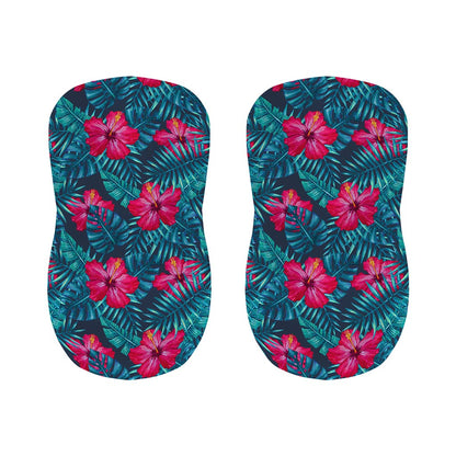 Hot Pink Hibiscus Tropical Pattern Print Bar Stool Covers