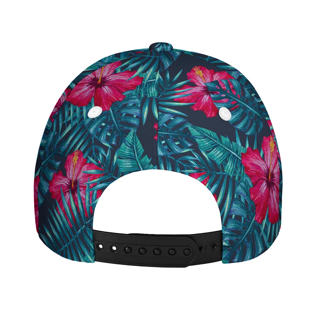 Hot Pink Hibiscus Tropical Pattern Print Baseball Cap