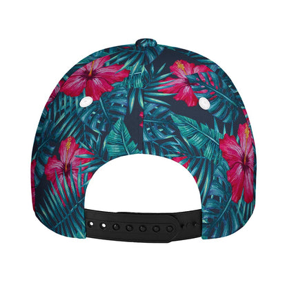 Hot Pink Hibiscus Tropical Pattern Print Baseball Cap