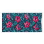 Hot Pink Hibiscus Tropical Pattern Print Beach Towel