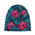 Hot Pink Hibiscus Tropical Pattern Print Beanie