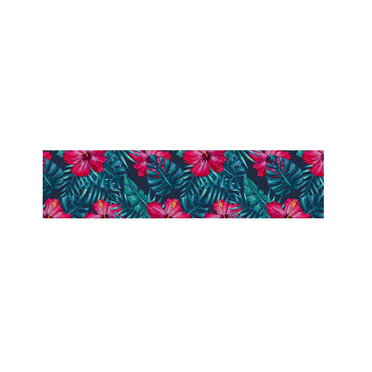 Hot Pink Hibiscus Tropical Pattern Print Bed Runner