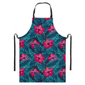 Hot Pink Hibiscus Tropical Pattern Print Bib Apron With Pocket