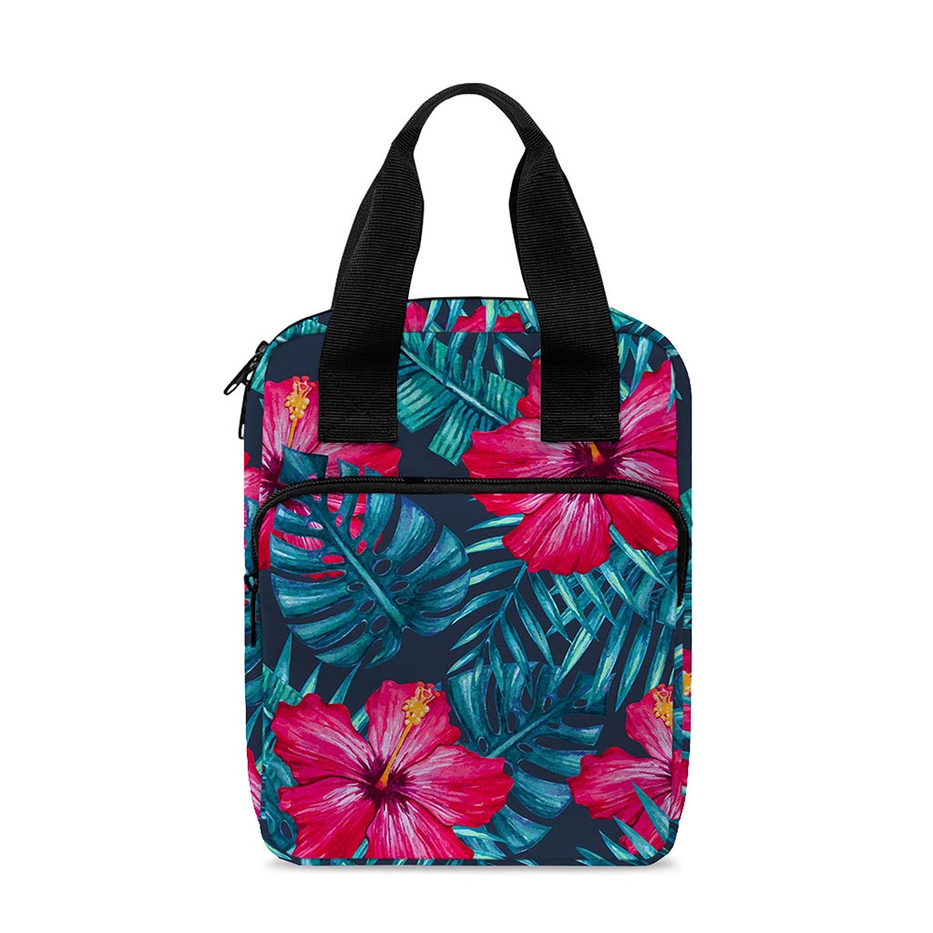 Hot Pink Hibiscus Tropical Pattern Print Bible Tote Bag