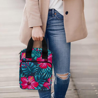 Hot Pink Hibiscus Tropical Pattern Print Bible Tote Bag