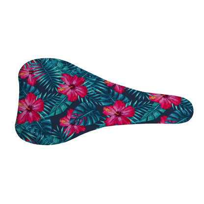 Hot Pink Hibiscus Tropical Pattern Print Bicycle Seat Cover