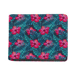 Hot Pink Hibiscus Tropical Pattern Print Bifold Wallet