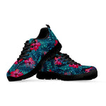 Hot Pink Hibiscus Tropical Pattern Print Black Running Shoes