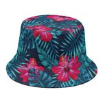 Hot Pink Hibiscus Tropical Pattern Print Bucket Hat