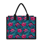 Hot Pink Hibiscus Tropical Pattern Print Canvas Tote Bag