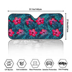 Hot Pink Hibiscus Tropical Pattern Print Car Windshield Sun Shade
