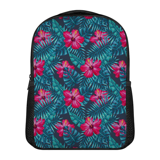 Hot Pink Hibiscus Tropical Pattern Print Casual Backpack