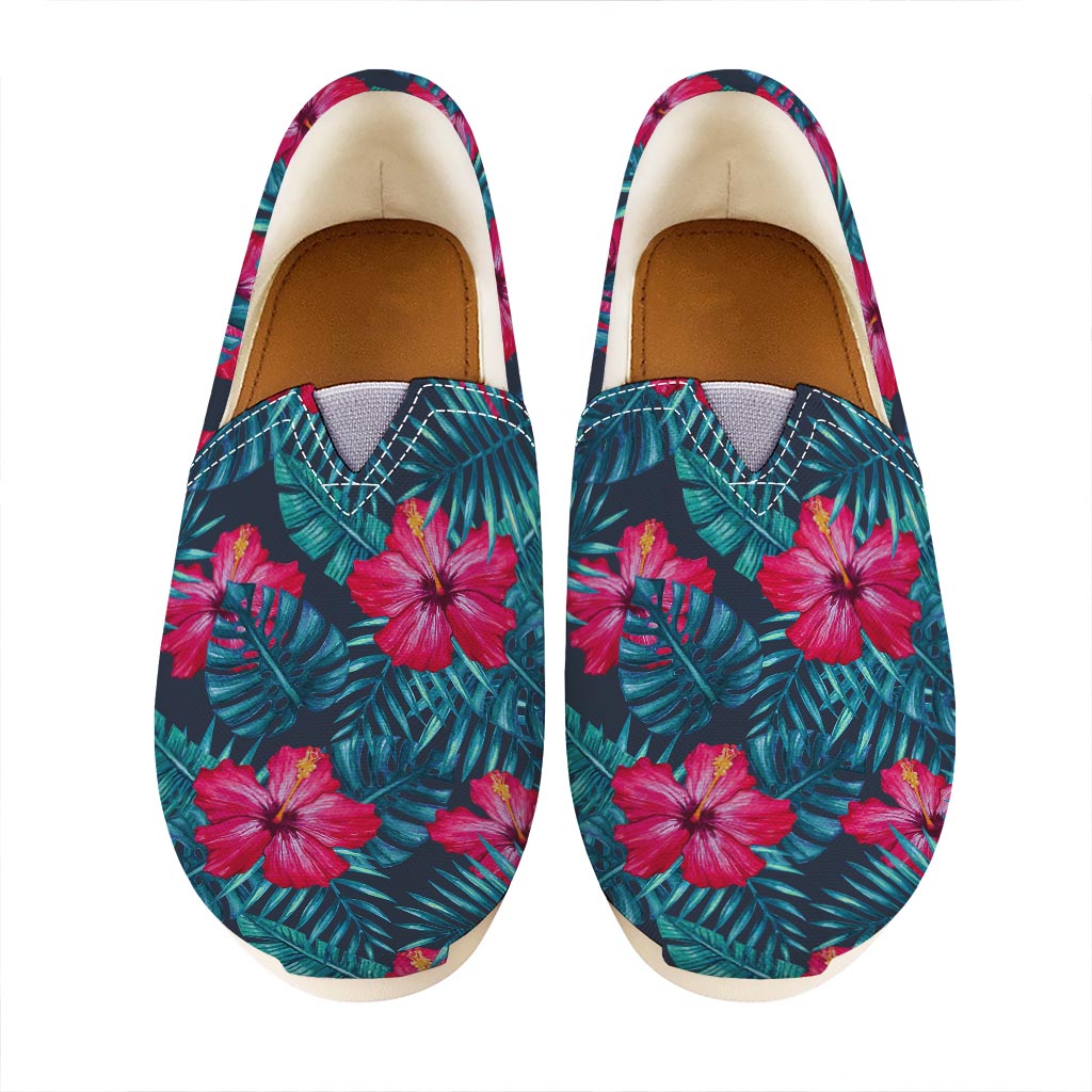 Hot Pink Hibiscus Tropical Pattern Print Casual Shoes