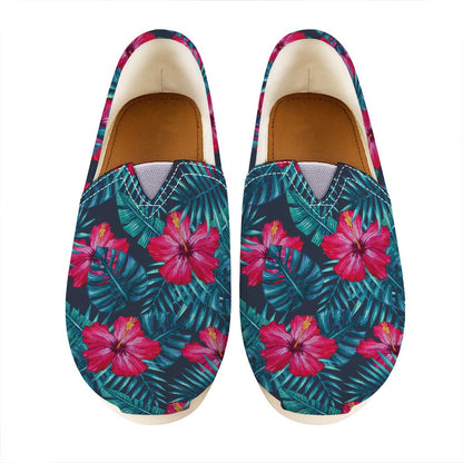 Hot Pink Hibiscus Tropical Pattern Print Casual Shoes