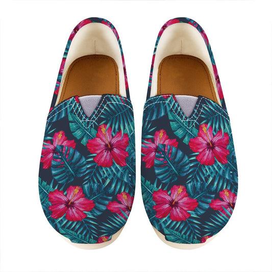 Hot Pink Hibiscus Tropical Pattern Print Casual Shoes