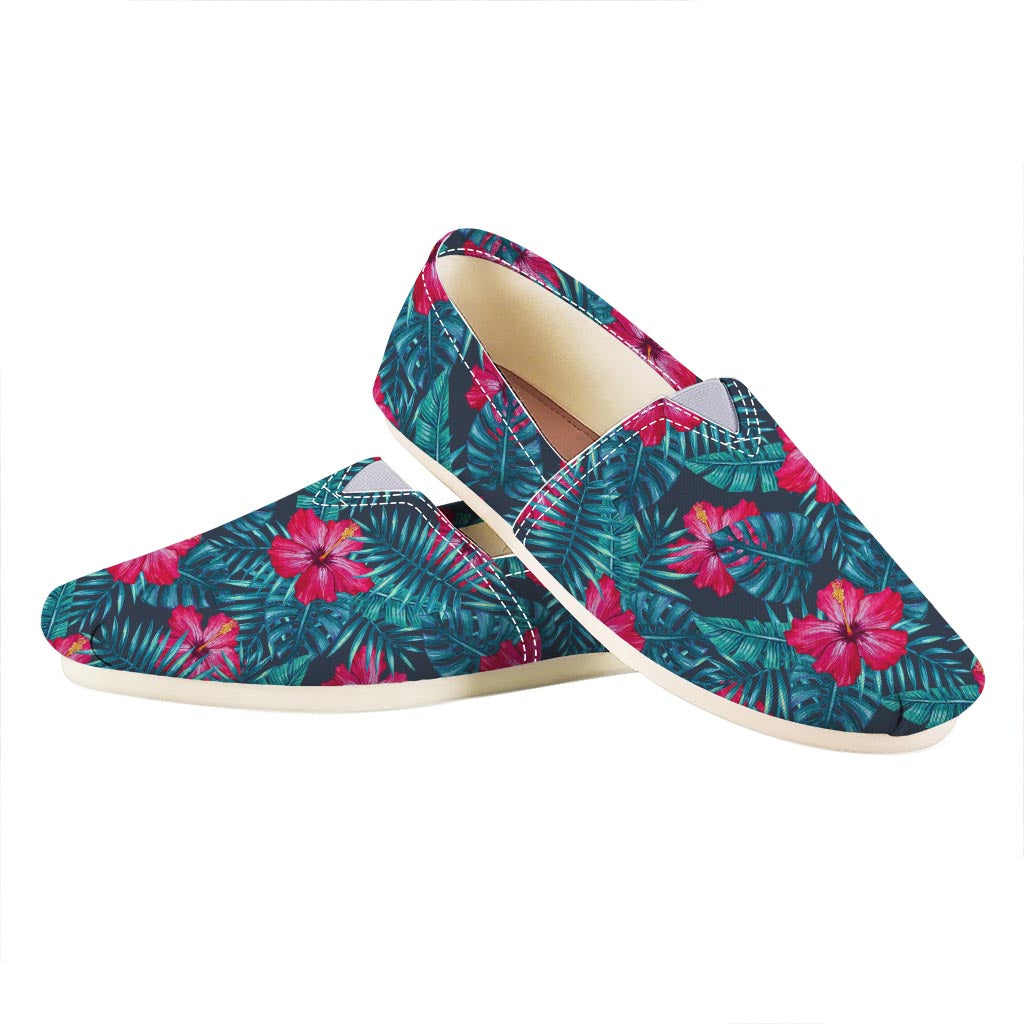 Hot Pink Hibiscus Tropical Pattern Print Casual Shoes