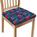 Hot Pink Hibiscus Tropical Pattern Print Chair Cushion Cover