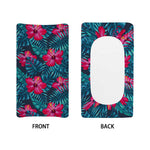 Hot Pink Hibiscus Tropical Pattern Print Changing Pad Cover