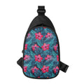 Hot Pink Hibiscus Tropical Pattern Print Sling Bag