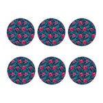 Hot Pink Hibiscus Tropical Pattern Print Coaster Set