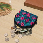 Hot Pink Hibiscus Tropical Pattern Print Coin Purse