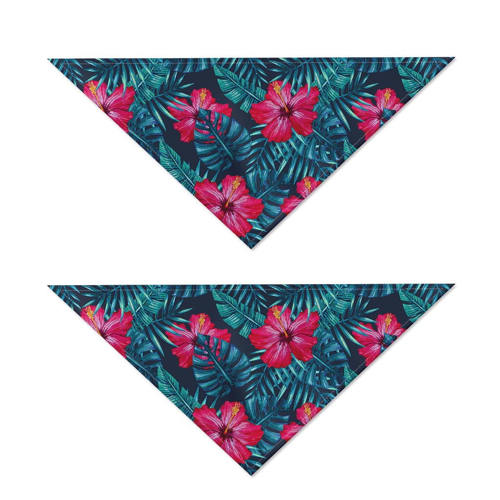Hot Pink Hibiscus Tropical Pattern Print Dog Bandana
