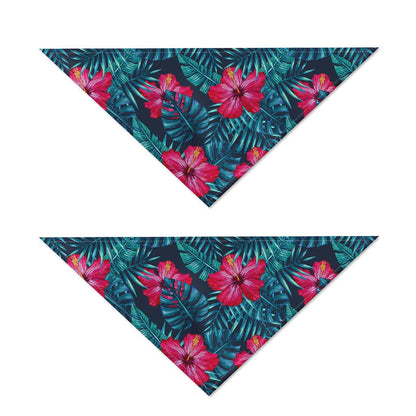 Hot Pink Hibiscus Tropical Pattern Print Dog Bandana