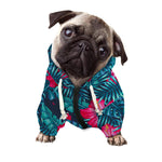 Hot Pink Hibiscus Tropical Pattern Print Dog Zip Up Hoodie