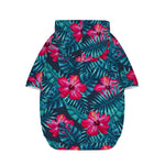 Hot Pink Hibiscus Tropical Pattern Print Dog Zip Up Hoodie