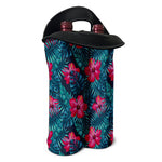 Hot Pink Hibiscus Tropical Pattern Print Double Neoprene Wine Tote