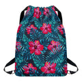 Hot Pink Hibiscus Tropical Pattern Print Drawstring Backpack