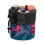 Hot Pink Hibiscus Tropical Pattern Print Drawstring Makeup Bag