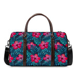 Hot Pink Hibiscus Tropical Pattern Print Duffle Bag