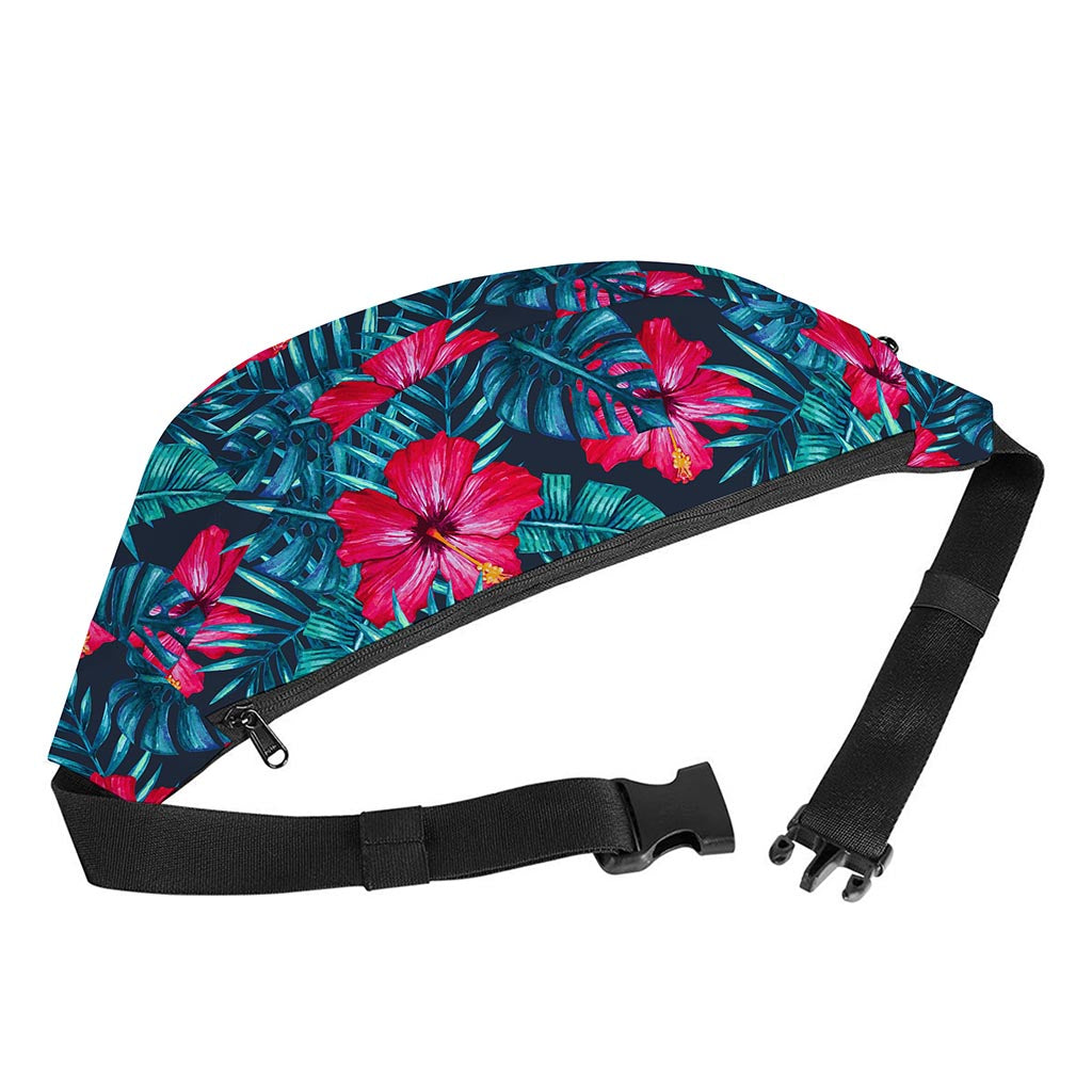 Hot Pink Hibiscus Tropical Pattern Print Fanny Pack