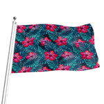 Hot Pink Hibiscus Tropical Pattern Print Flag