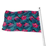 Hot Pink Hibiscus Tropical Pattern Print Flag