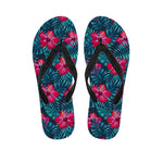 Hot Pink Hibiscus Tropical Pattern Print Flip Flops