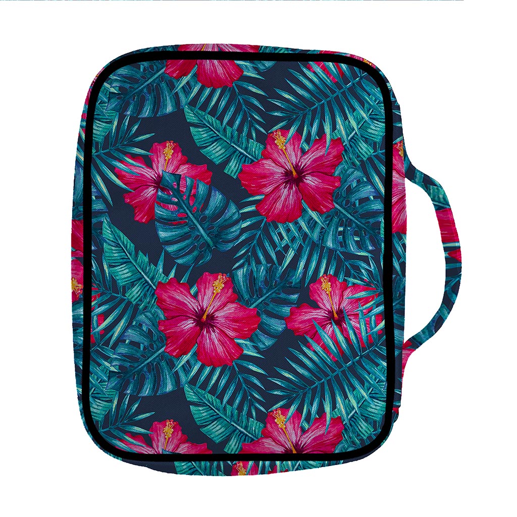 Hot Pink Hibiscus Tropical Pattern Print Front Pocket Bible Bag